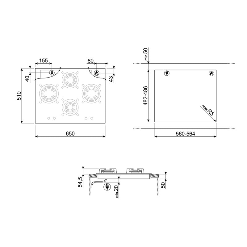 варочная поверхность Smeg PV664LCNR купить