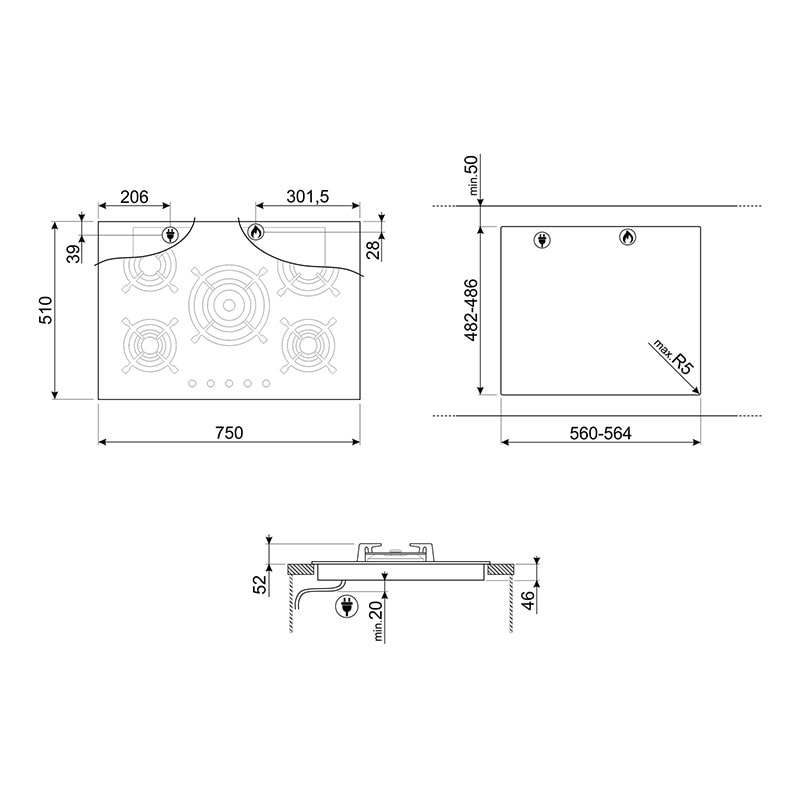 варочная поверхность Smeg PV675CNR купить