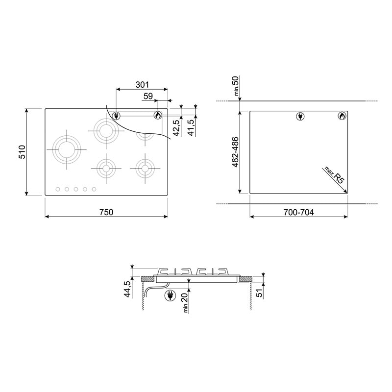 варочная поверхность Smeg PXL675L купить