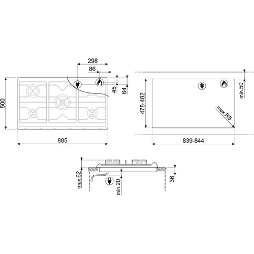 варочная поверхность Smeg SRV896AVOGH2 купить