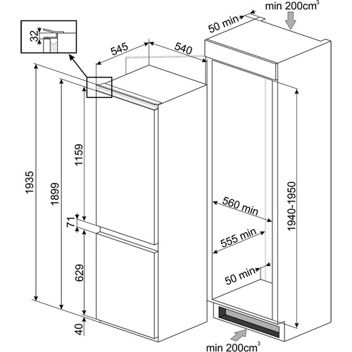 холодильник встраиваемый Smeg C8194TNE купить