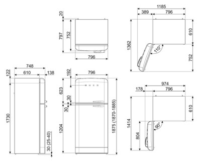 холодильник Smeg FAB50LCR5 купить