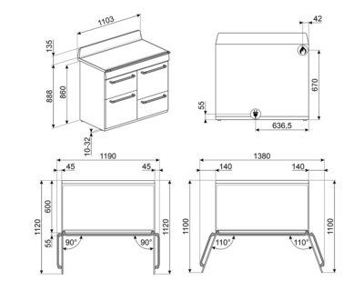 плита кухонная Smeg TR4110GR купить