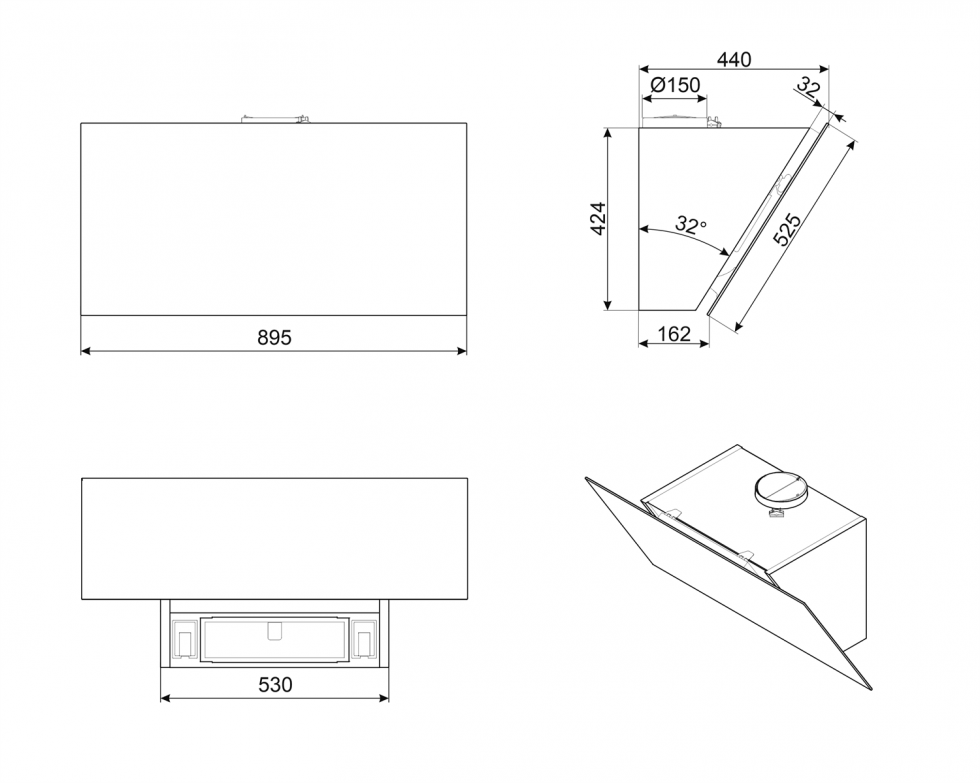 вытяжка кухонная Smeg KV394N купить