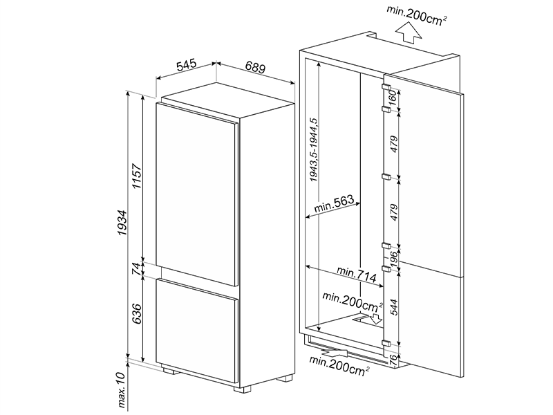 холодильник встраиваемый Smeg C475VE купить
