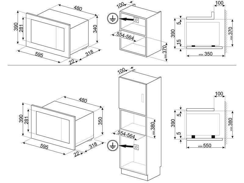 микроволновая печь встраиваемая Smeg FMI120G купить