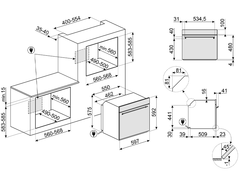 духовой шкаф Smeg SF6301TN купить