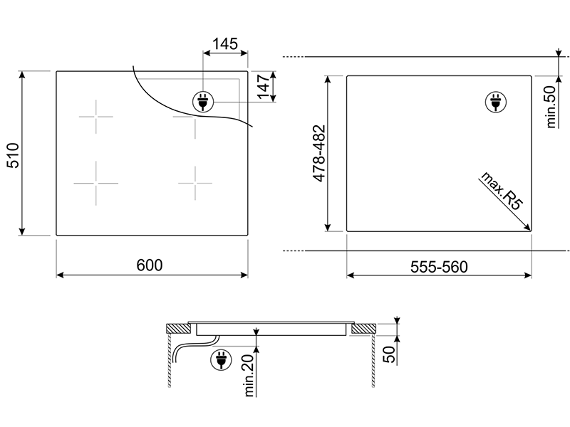 варочная поверхность Smeg SIB2641D купить