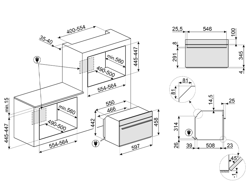 микроволновая печь встраиваемая Smeg SO4102M1B3 купить