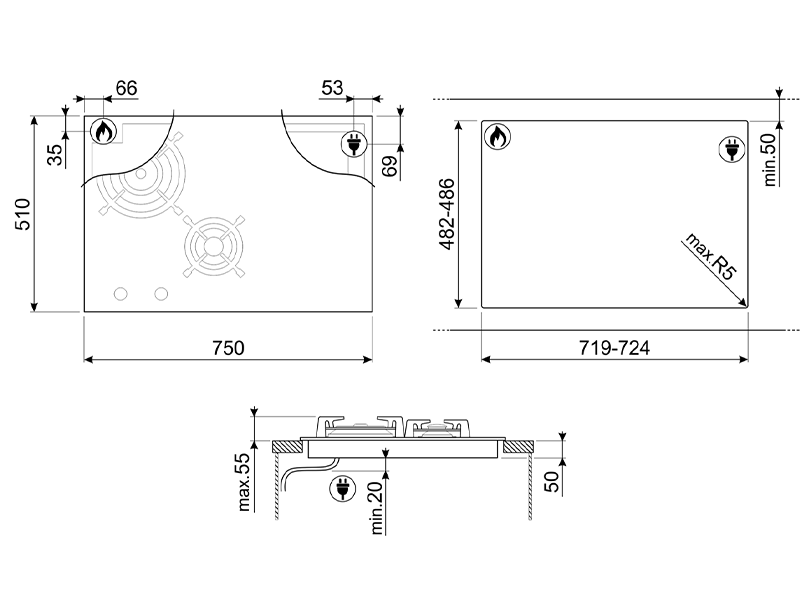 варочная поверхность Smeg PM6743R купить