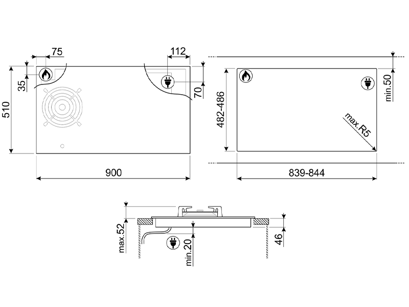 варочная поверхность Smeg PM6954R купить
