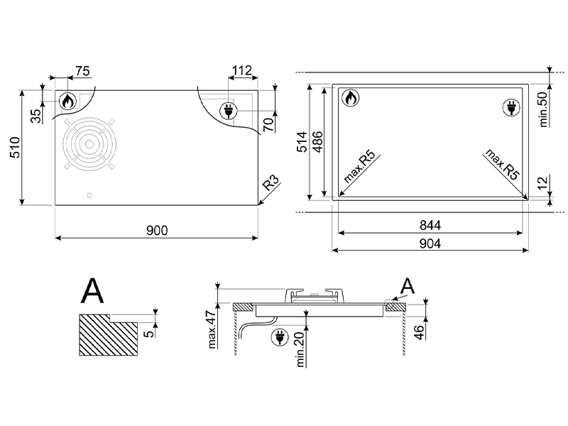 варочная поверхность Smeg PM6954R купить