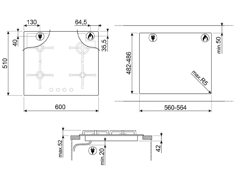 варочная поверхность Smeg PV364N купить