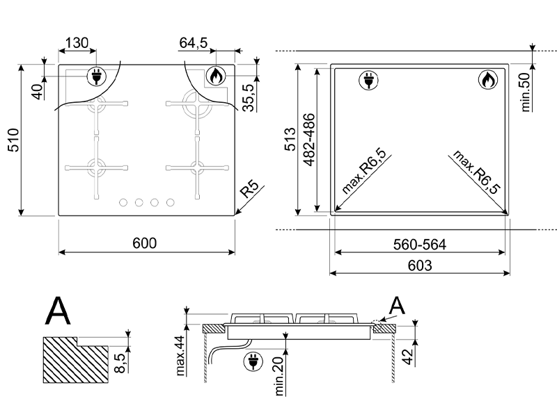 варочная поверхность Smeg PV364N купить