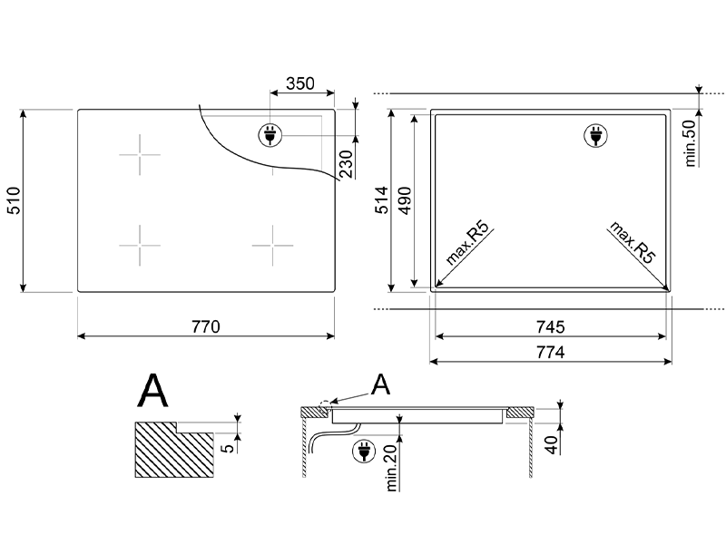 варочная поверхность Smeg SE484EMTD купить