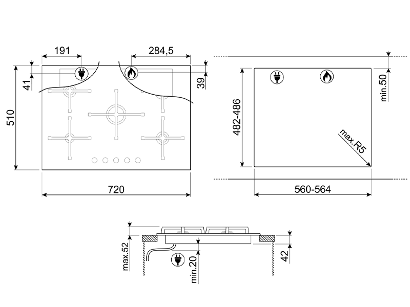 варочная поверхность Smeg PV375N купить