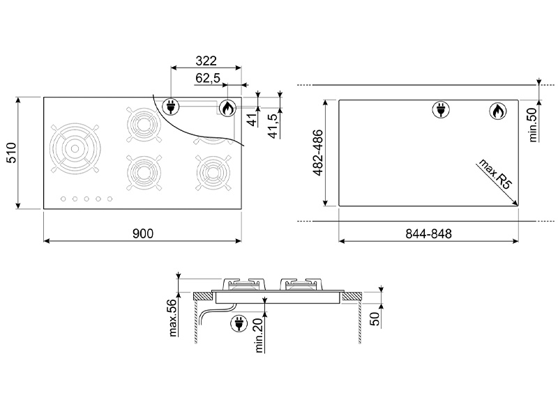 варочная поверхность Smeg PV395LN купить