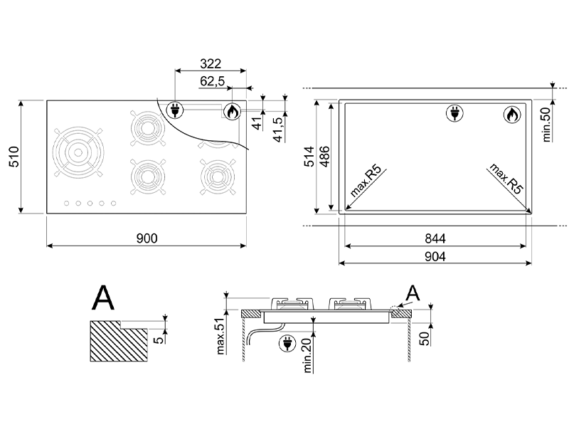 варочная поверхность Smeg PV395LN купить