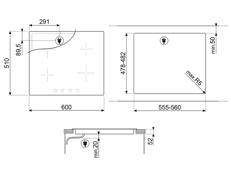 варочная поверхность Smeg SI364BM купить