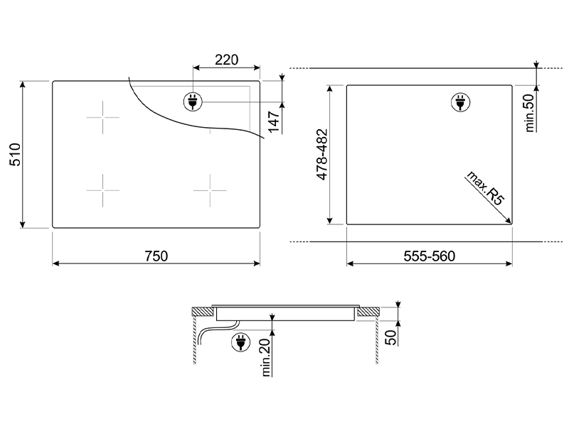 варочная поверхность Smeg SIB2741D купить