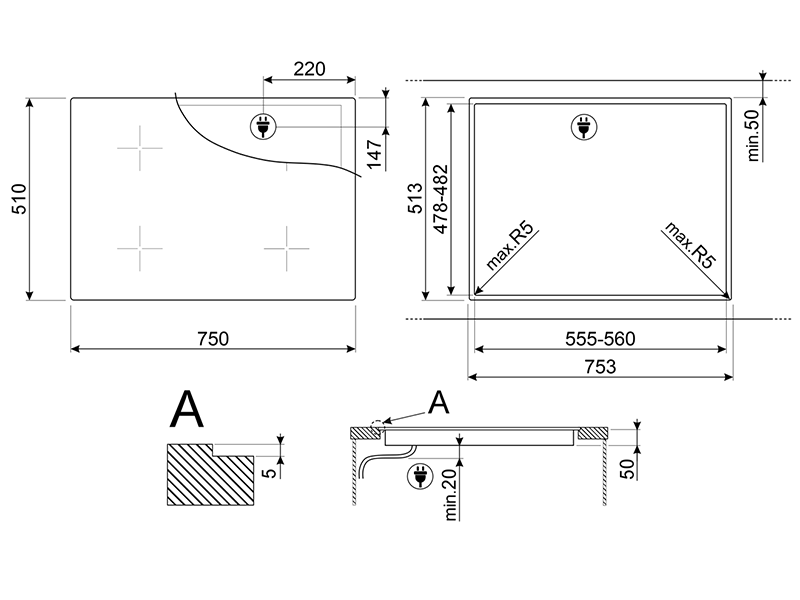 варочная поверхность Smeg SIB2741D купить