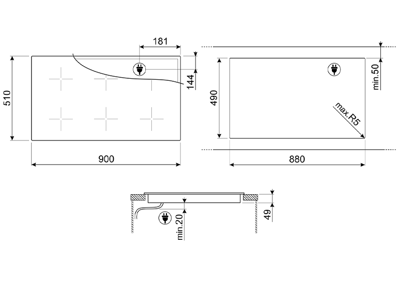варочная поверхность Smeg SIM6964R купить