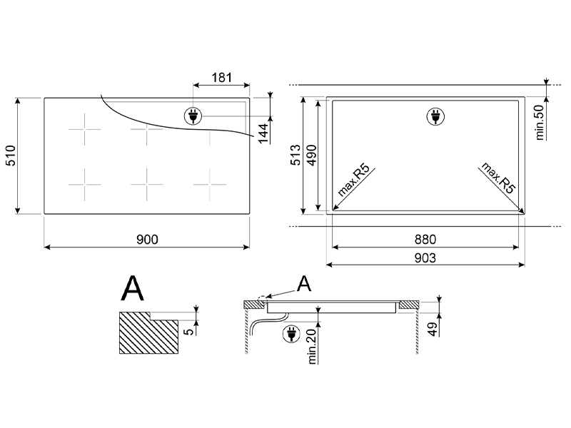варочная поверхность Smeg SIM6964R купить