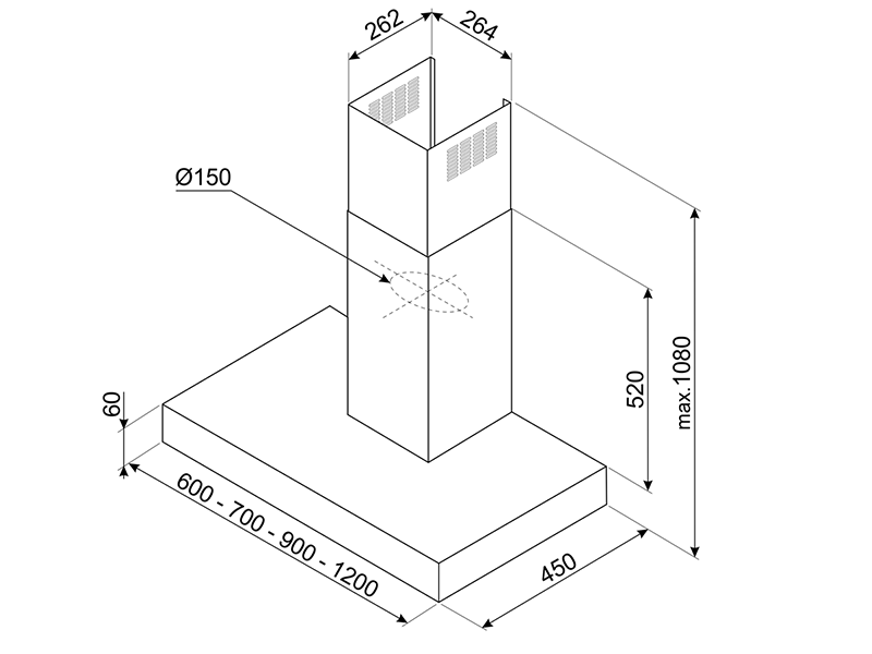 вытяжка кухонная Smeg KBT1200XE купить