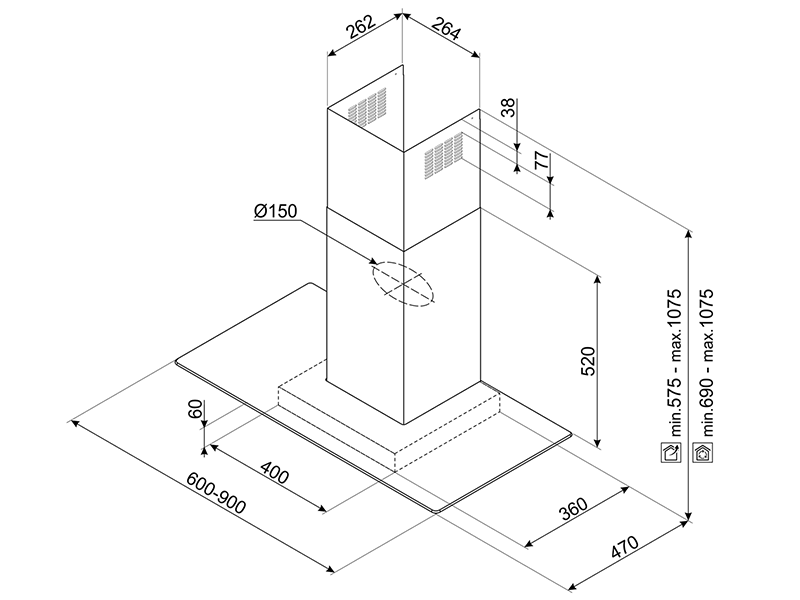 вытяжка кухонная Smeg KBT600VE купить