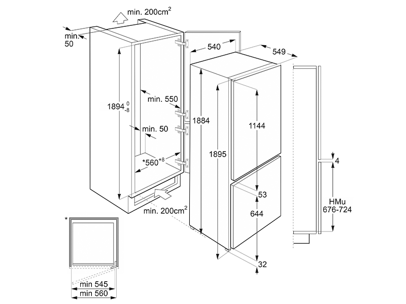 холодильник встраиваемый Smeg C8194N3E1 купить
