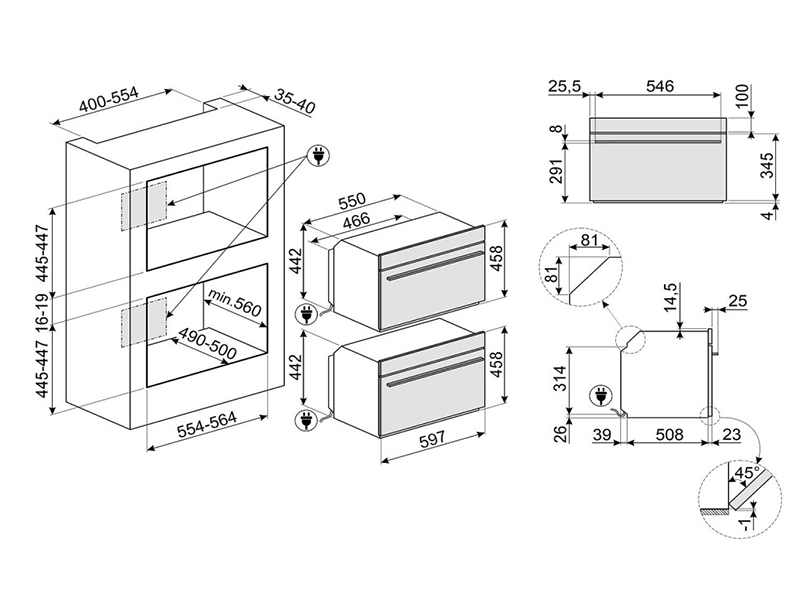 микроволновая печь встраиваемая Smeg SO4101M0B3 купить