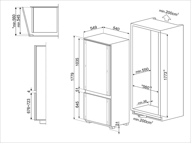 холодильник встраиваемый Smeg C41721E купить