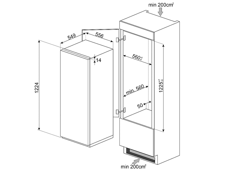 холодильник встраиваемый Smeg S8C124DE1 купить