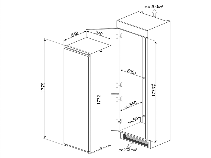 холодильник встраиваемый Smeg S8L1721E купить