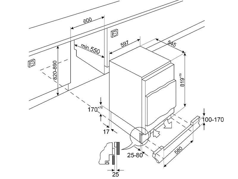 холодильник встраиваемый Smeg U8C082DE купить