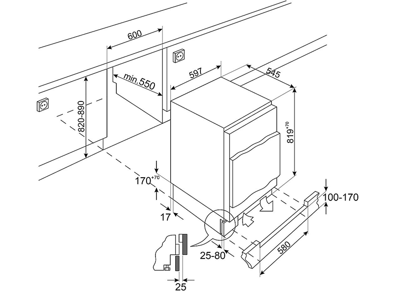 холодильник встраиваемый Smeg U8L080DE купить
