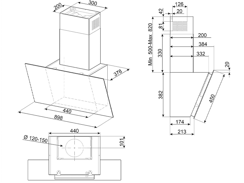 вытяжка кухонная Smeg KICV90BL2 купить