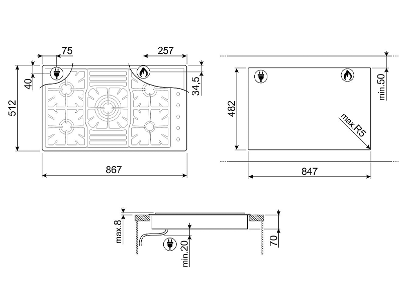 варочная поверхность Smeg PGF95-4 купить