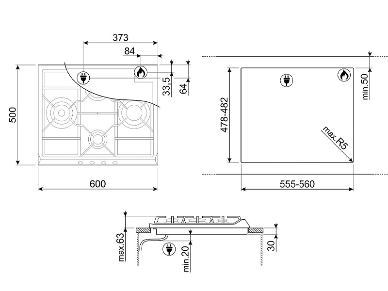 варочная поверхность Smeg SR764AO купить