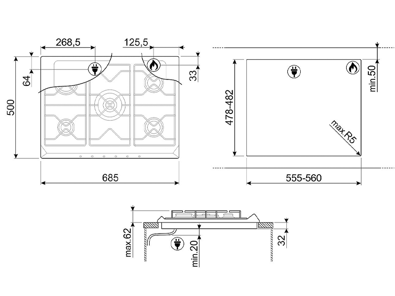 варочная поверхность Smeg SR775PO купить