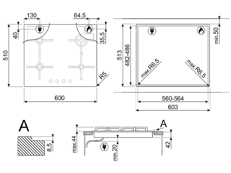 варочная поверхность Smeg PV264B купить