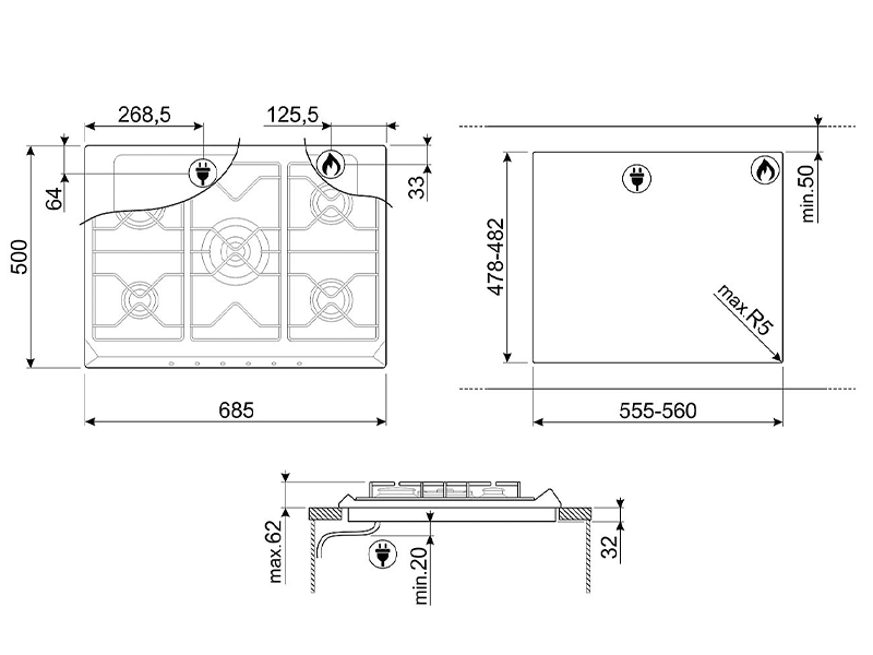варочная поверхность Smeg SR975XGH купить