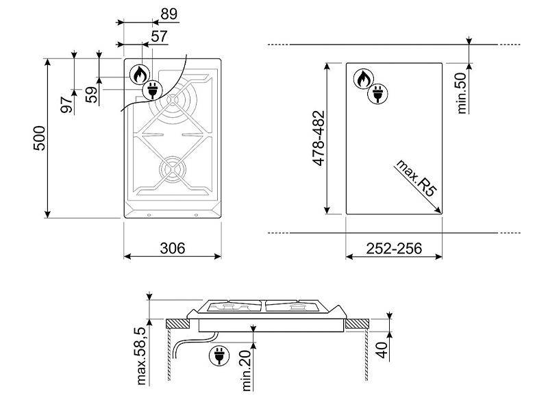 варочная поверхность Smeg SRV532GH3 купить