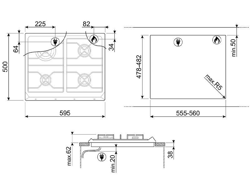 варочная поверхность Smeg SRV864AOGH купить