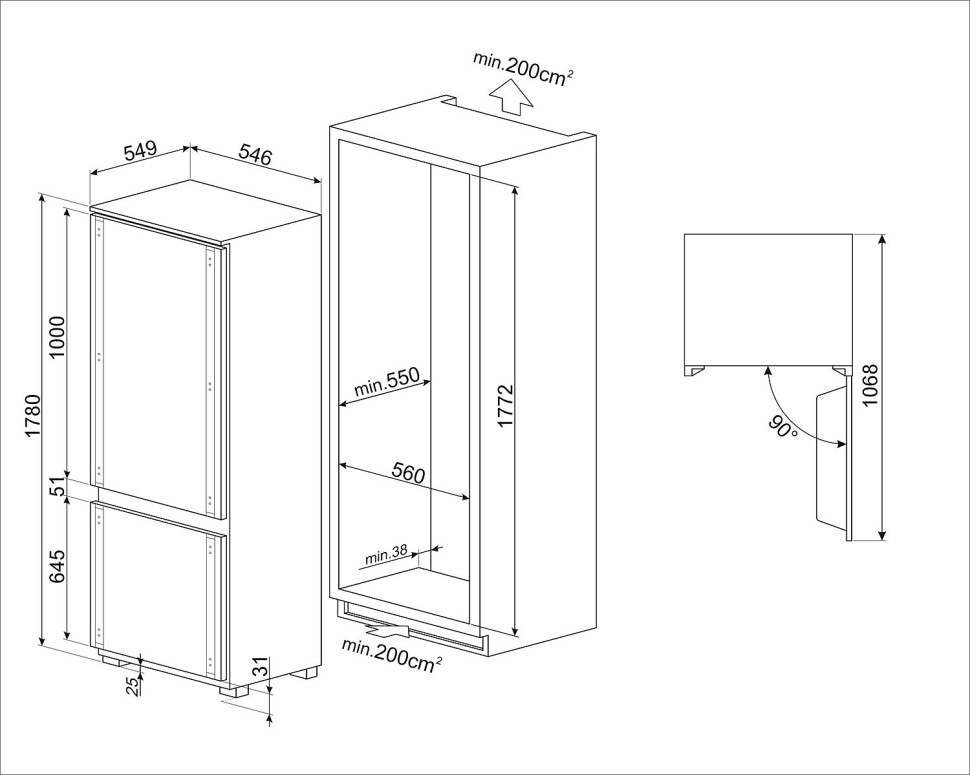 холодильник встраиваемый Smeg C9174TN5D1 купить