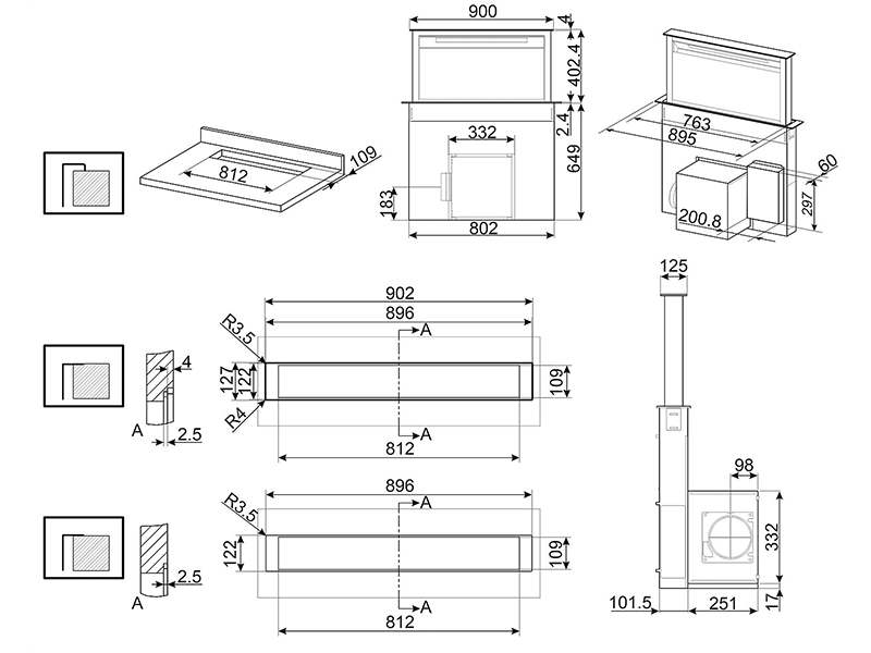 вытяжка кухонная Smeg KDD90CNE2 купить